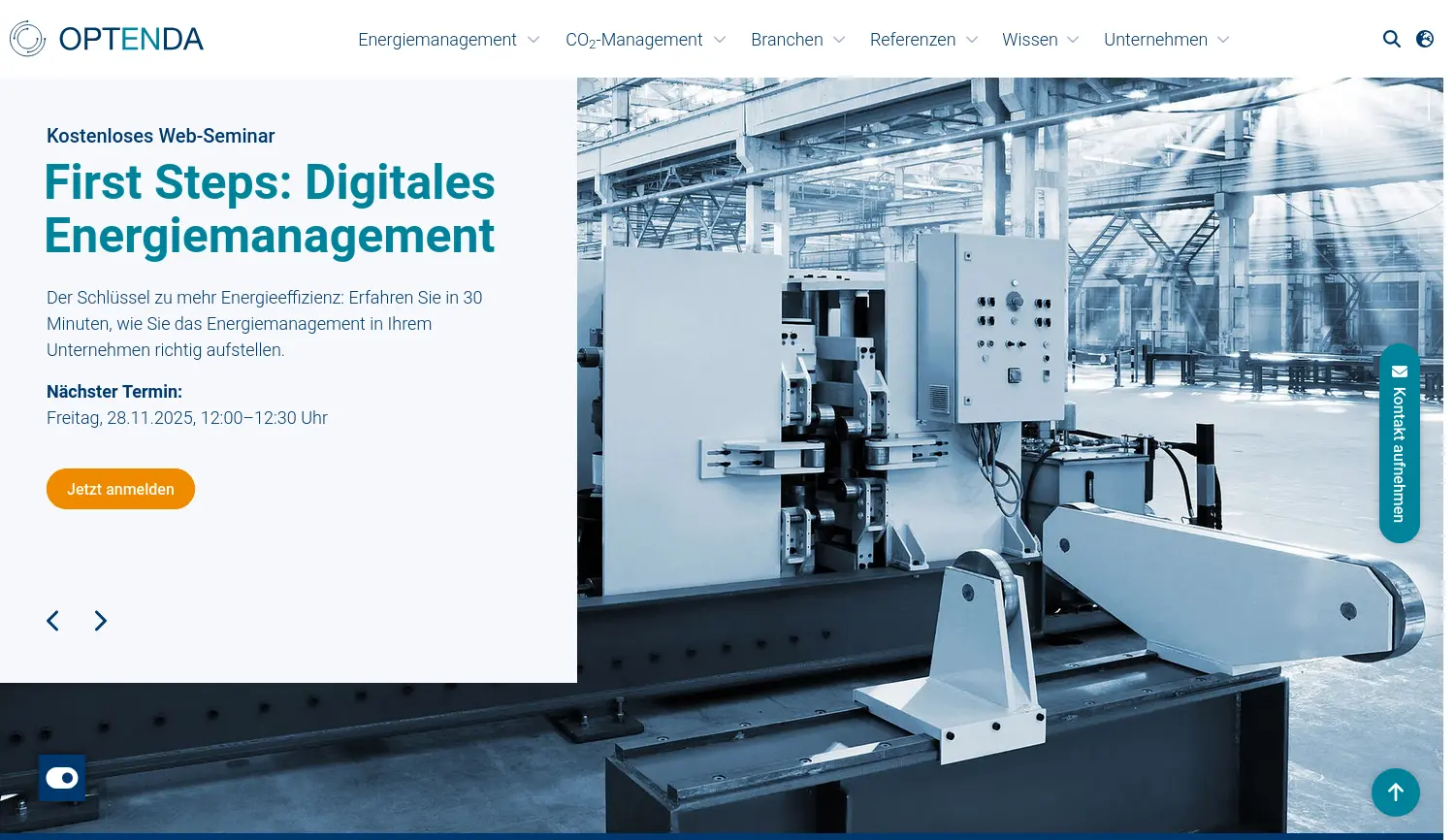 Website der Firma OPTENDA GmbH