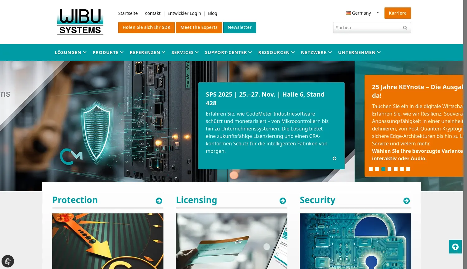 Website der Firma Wibu-Systems