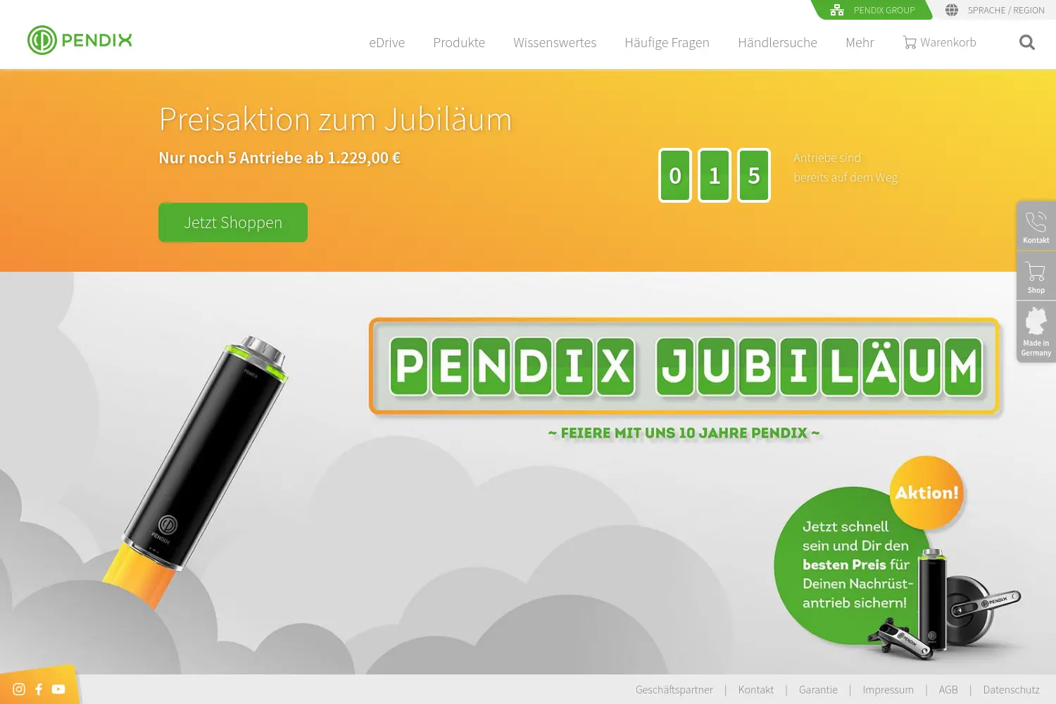 Website der Firma Pendix GmbH