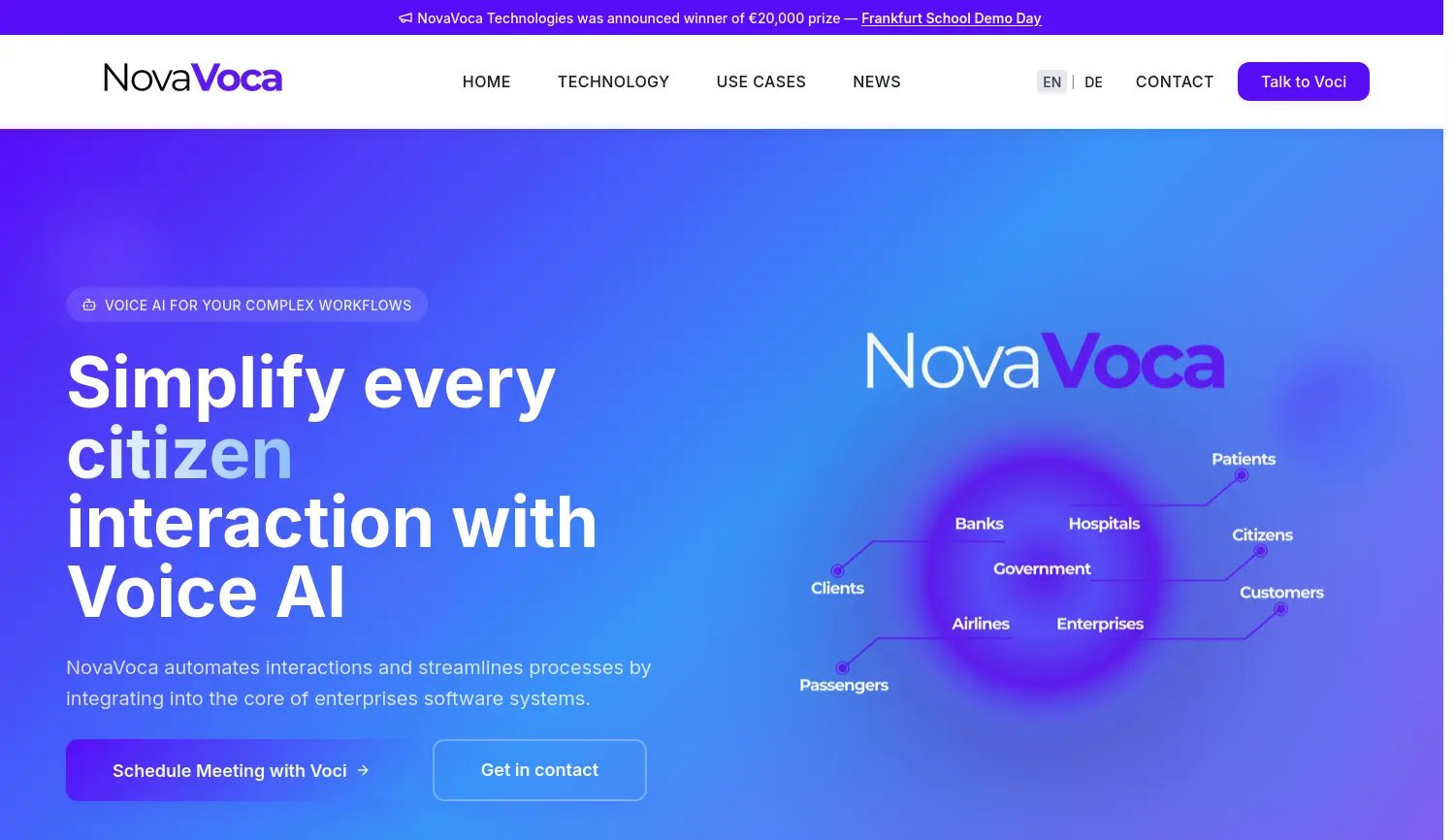 Website der Firma NovaVoca Technologies GmbH