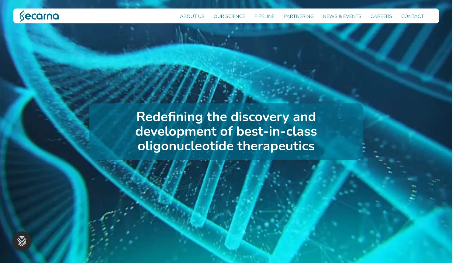 Website der Firma Secarna Pharmaceuticals GmbH & Co. KG