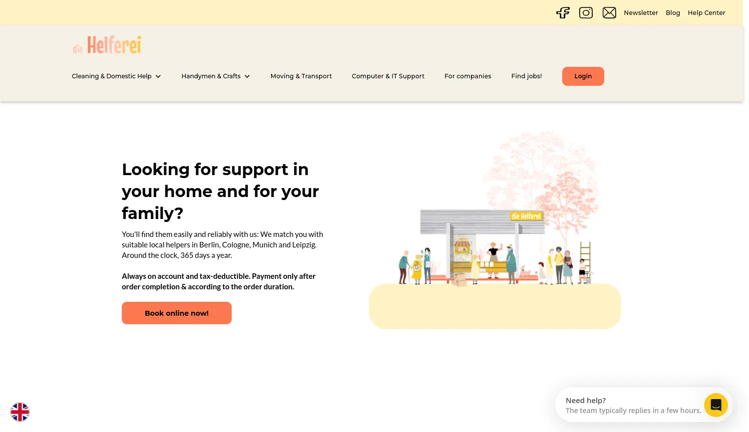 Website der Firma Helferei GmbH