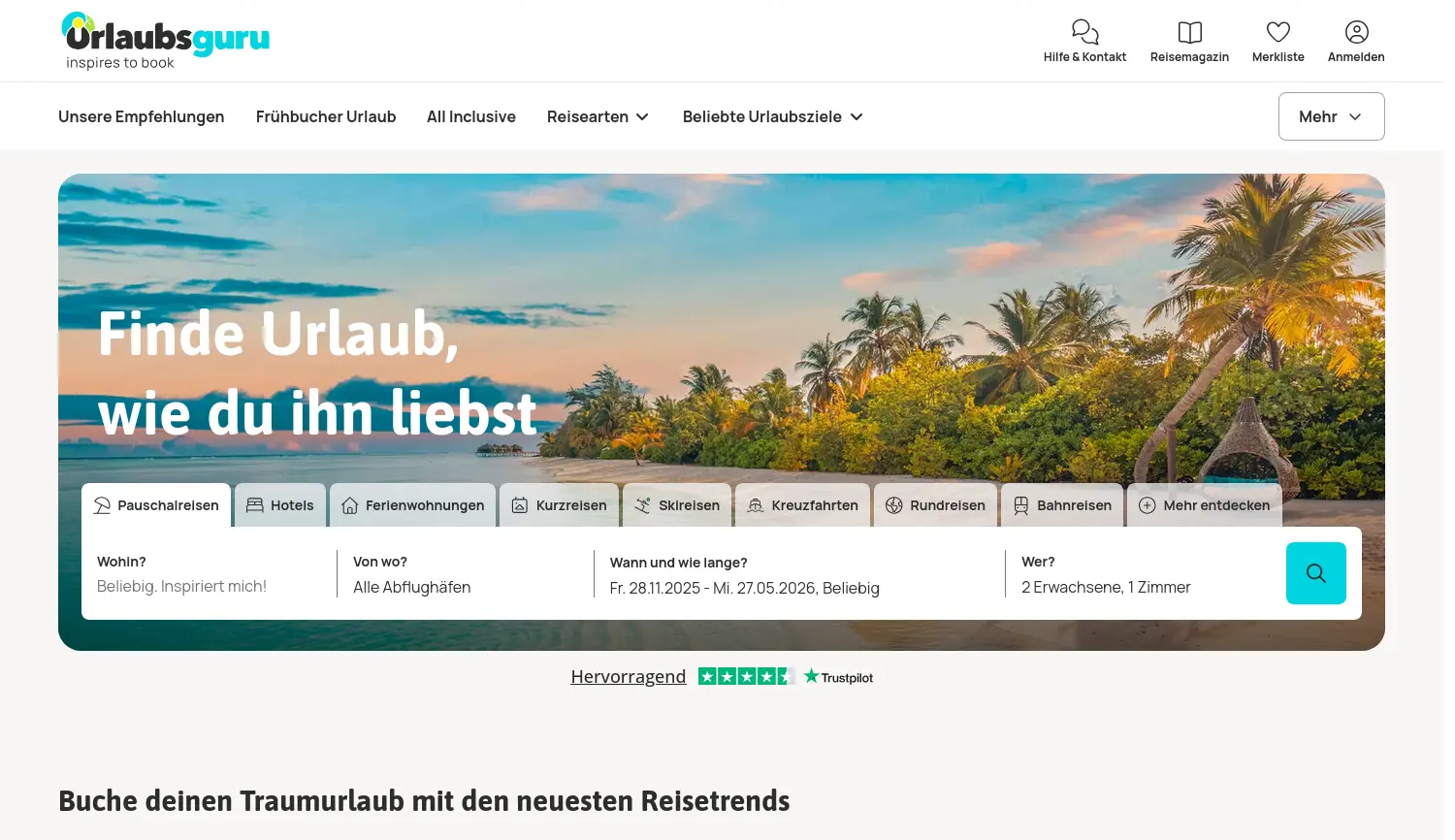 Website der Firma Urlaubsguru GmbH