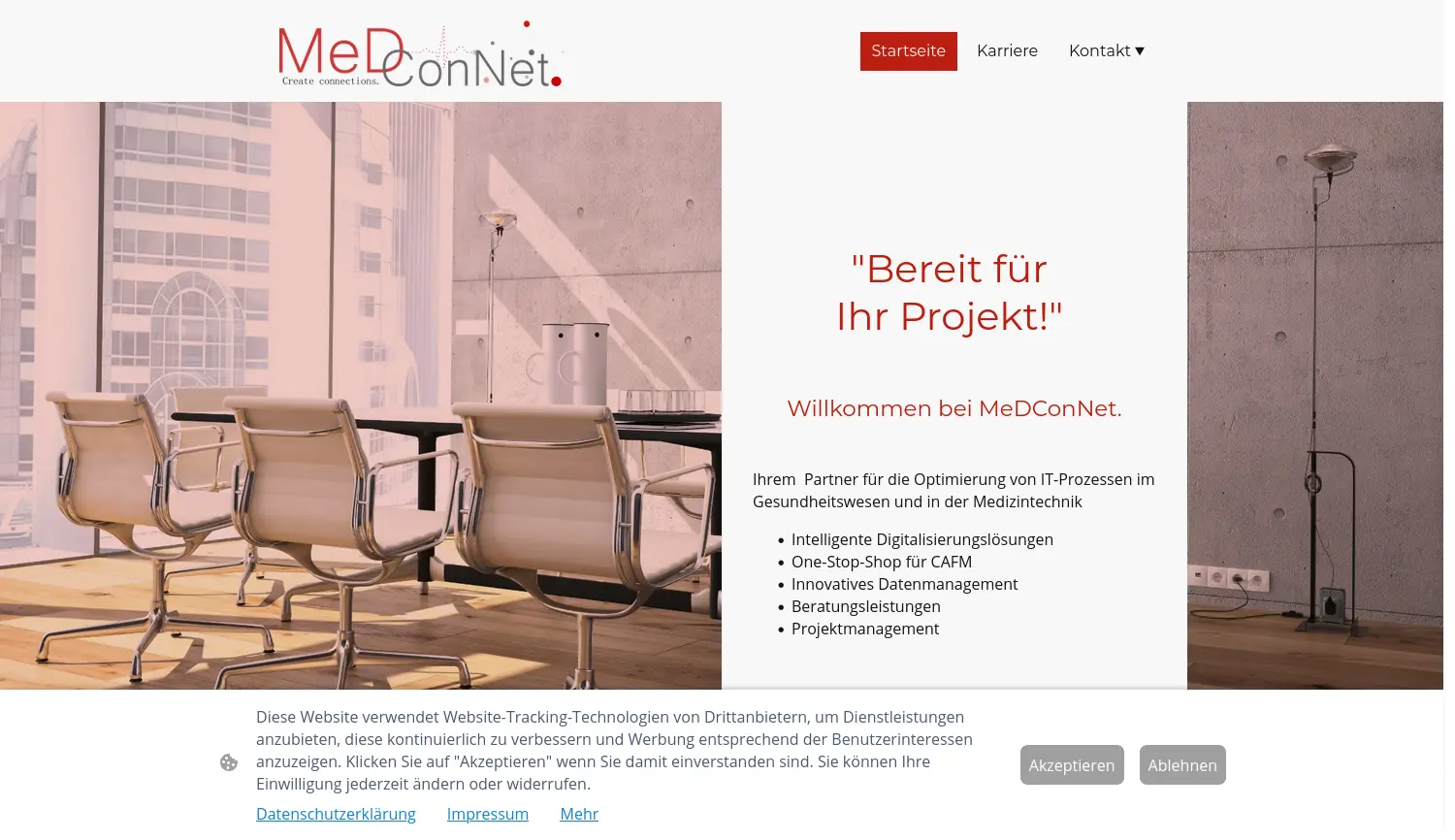 Website der Firma MeDConNet. GmbH