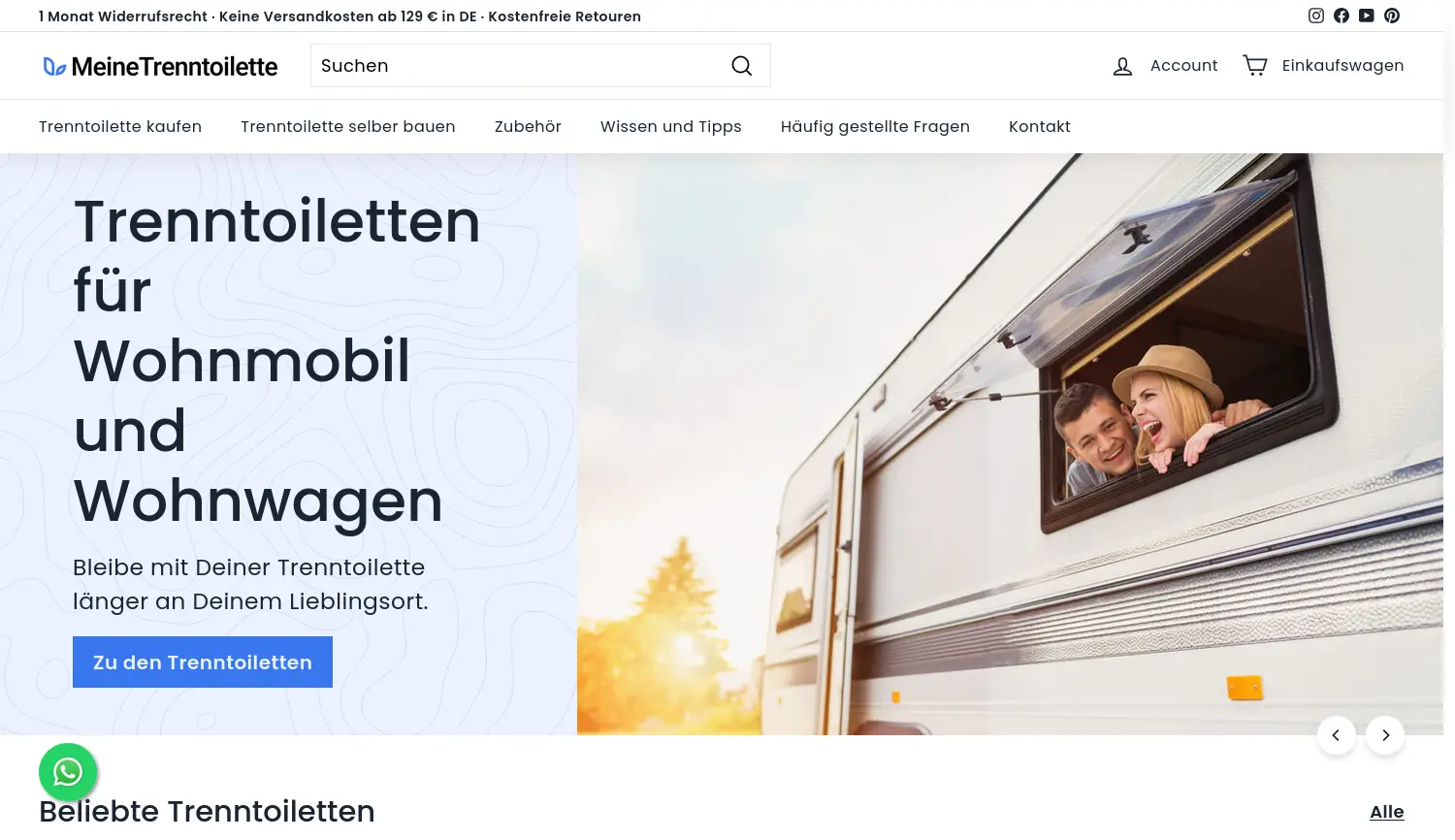 Website der Firma MeineTrenntoilette