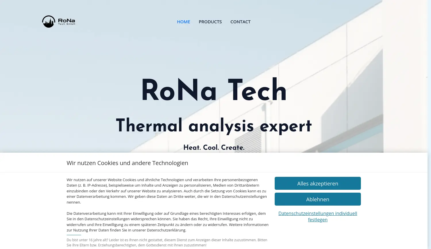 Website der Firma RoNa Tech GmbH
