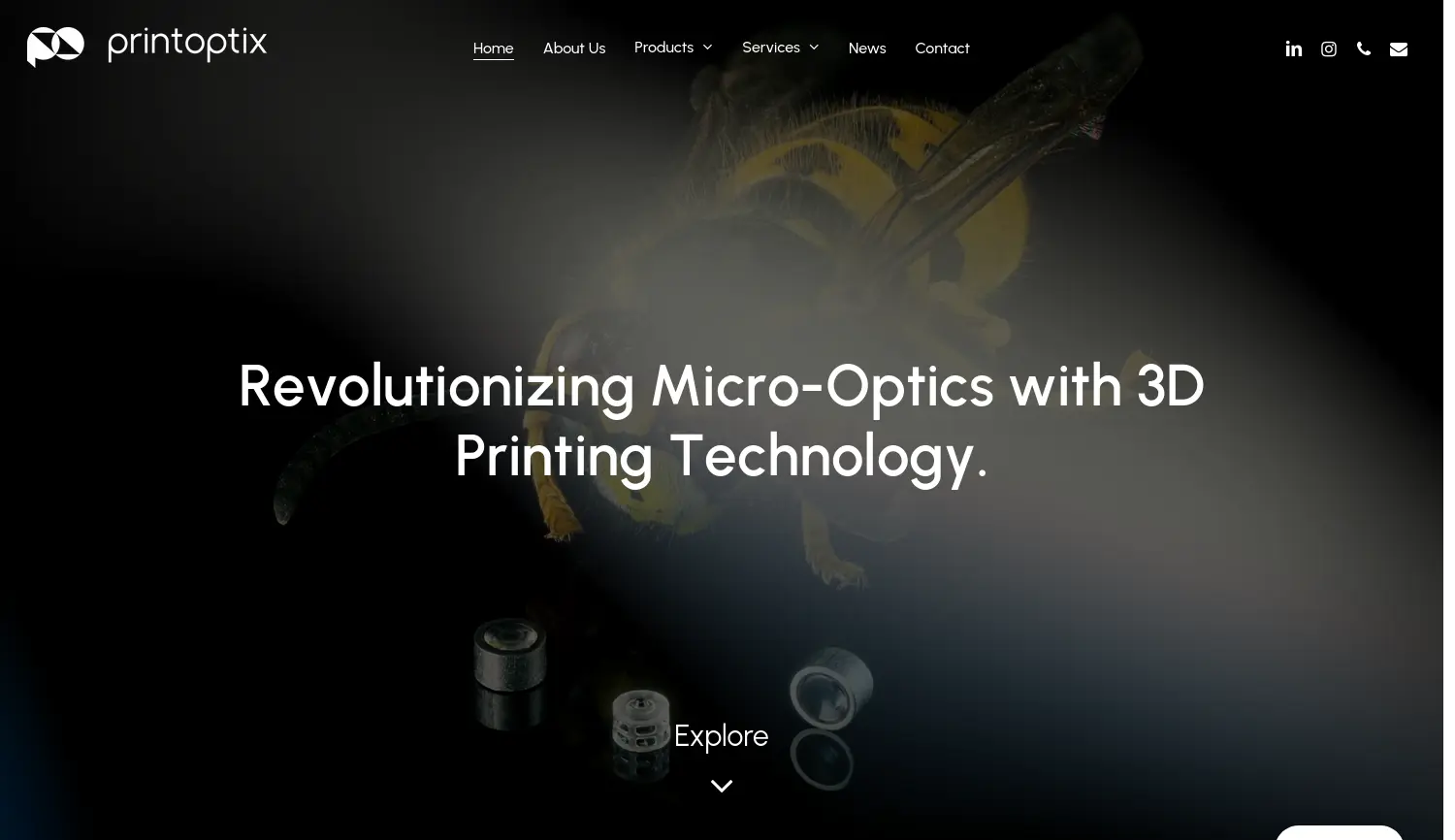 Website der Firma Printoptix GmbH