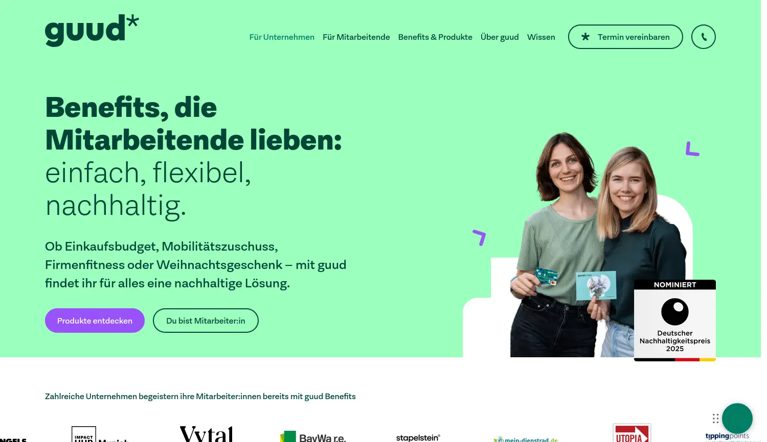 Website der Firma guud GmbH