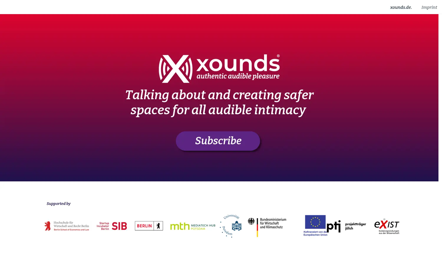 Website der Firma xounds GmbH