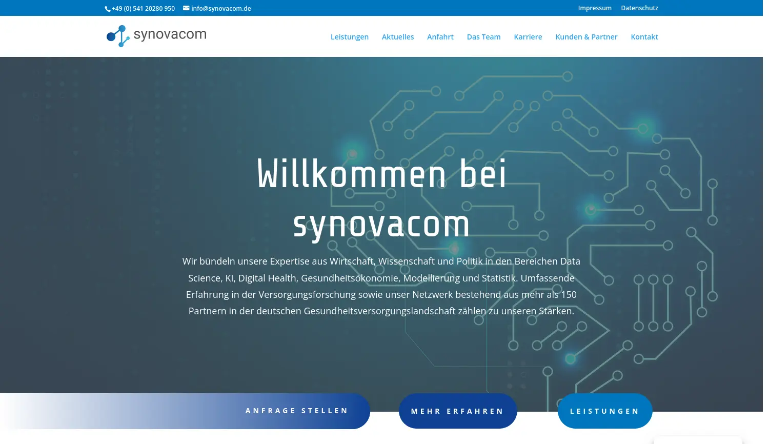 Website der Firma synovacom GmbH