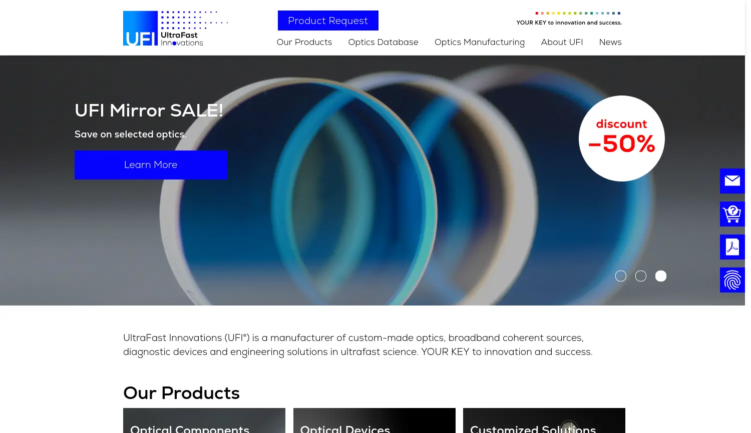 Website der Firma UltraFast Innovations GmbH