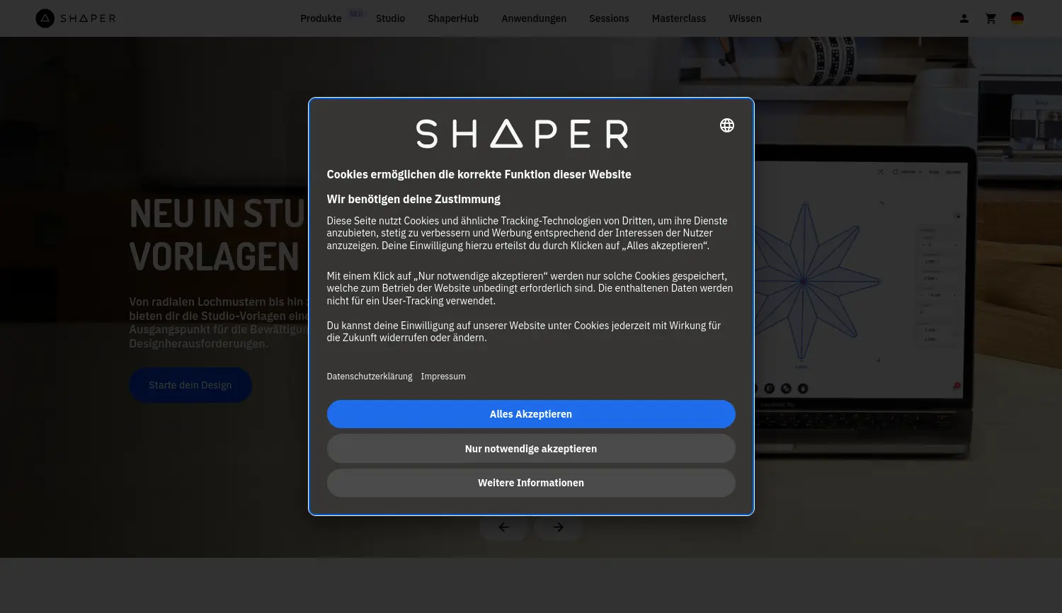 Website der Firma Shaper Tools GmbH