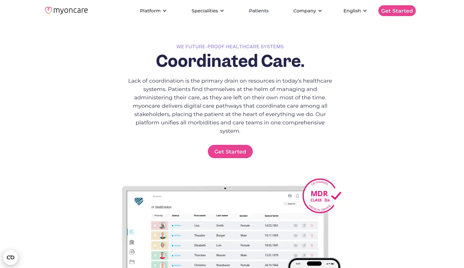 Website der Firma ONCARE GmbH
