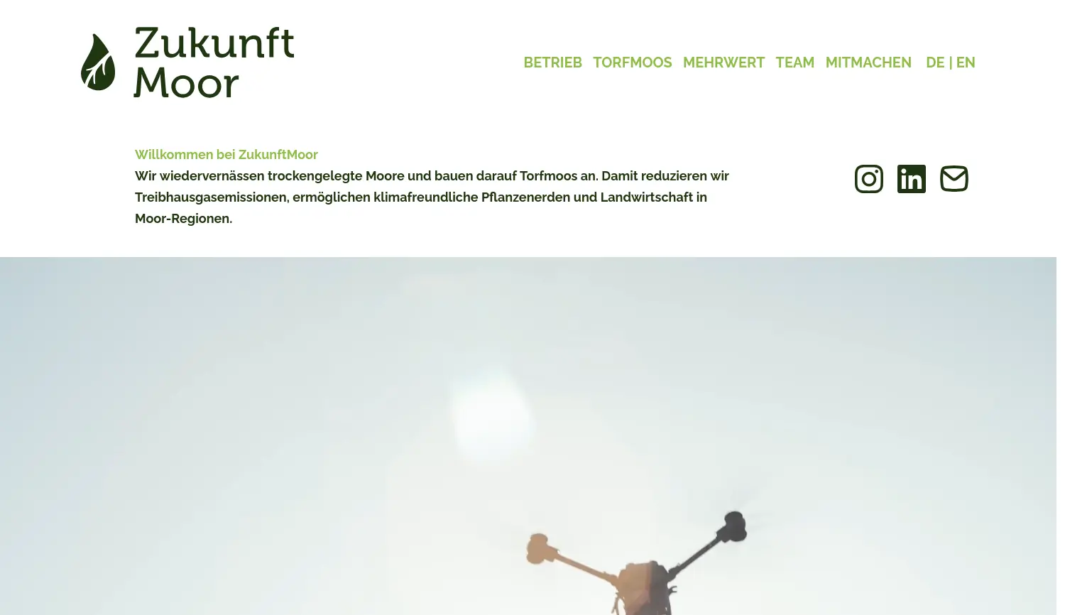 Website der Firma ZukunftMoor Gnarrenburg GmbH