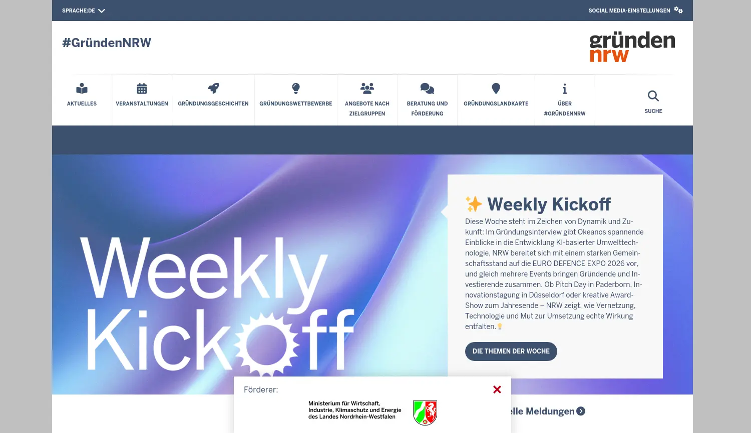 Website der Firma Ministerium für Wirtschaft, Innovation, Digitalisierung und Energie des Landes Nordrhein-Westfalen (Verantwortliche Stelle)