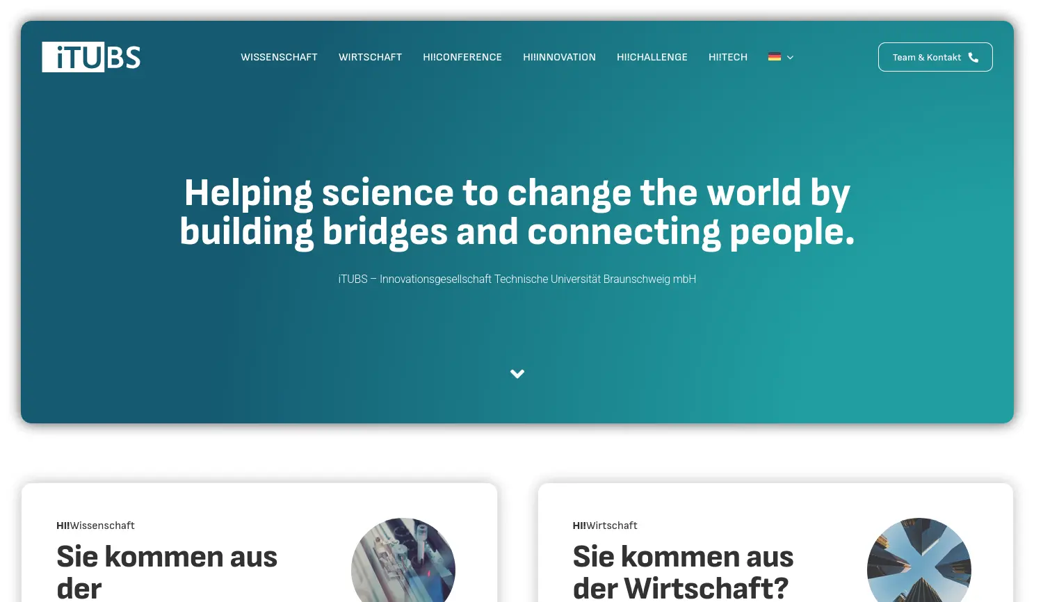 Website der Firma Innovationsgesellschaft Technische Universität Braunschweig mbH