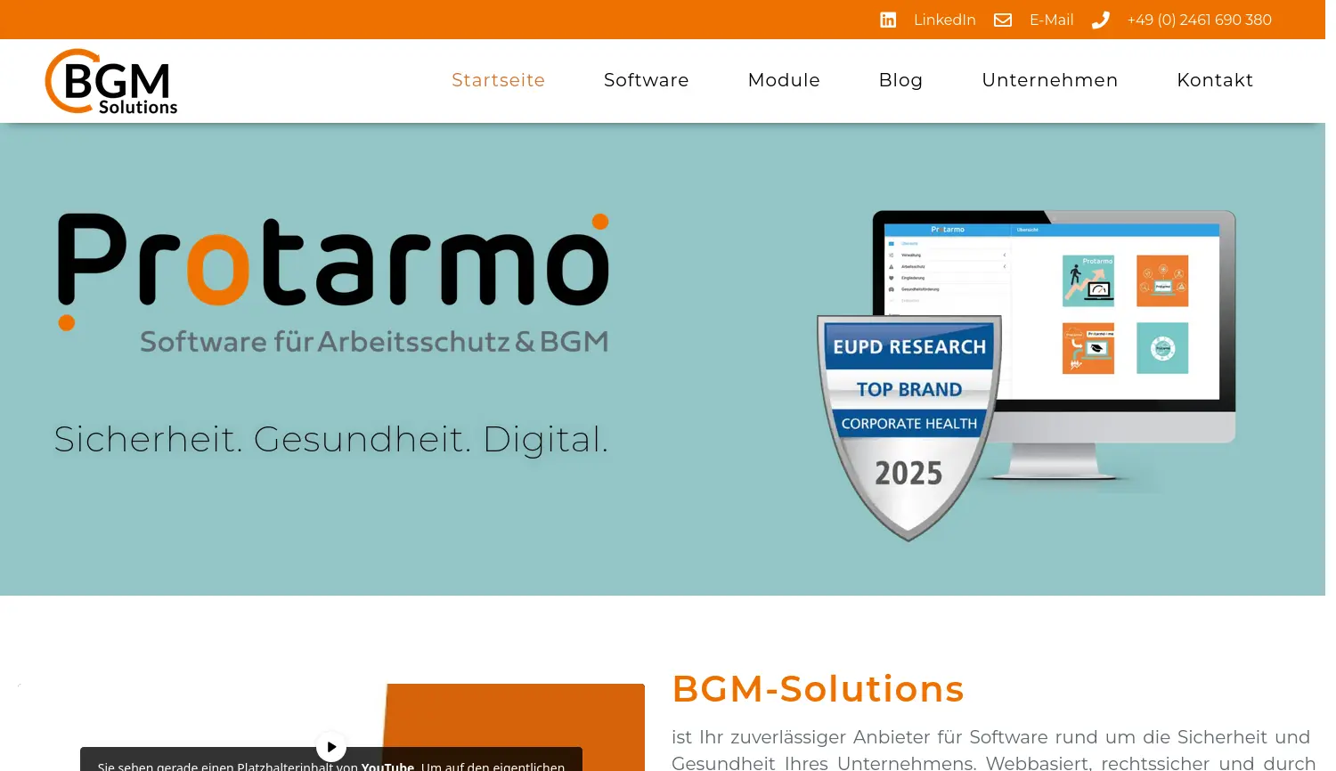 Website der Firma BGM Solutions Gesellschaft für ganzheitliches Gesundheitsmanagement mbH