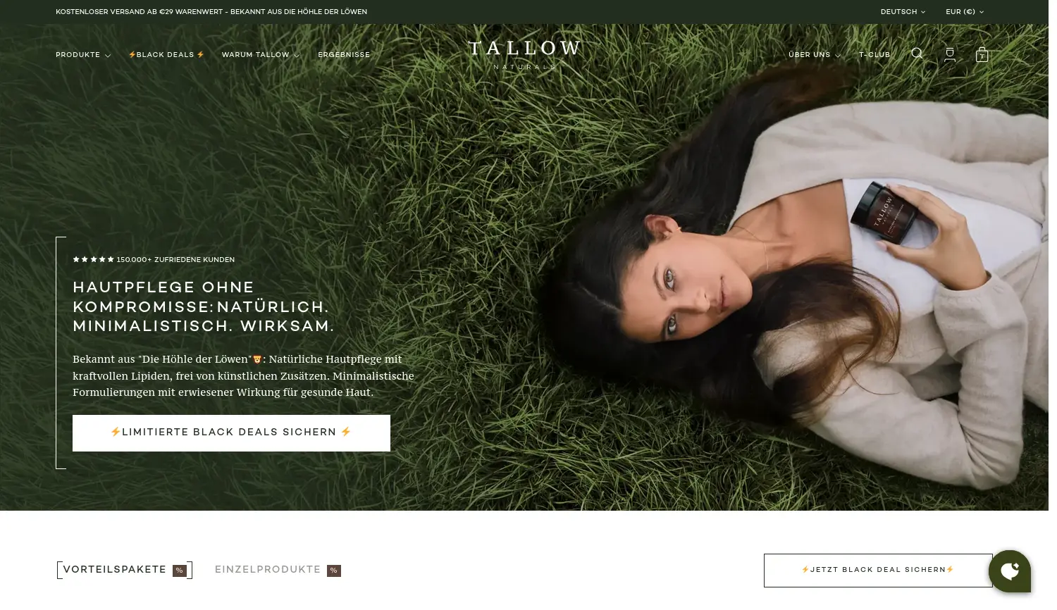 Website der Firma Tallow GmbH