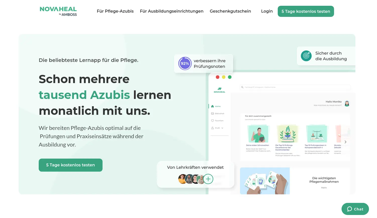 Website der Firma Novaheal GmbH