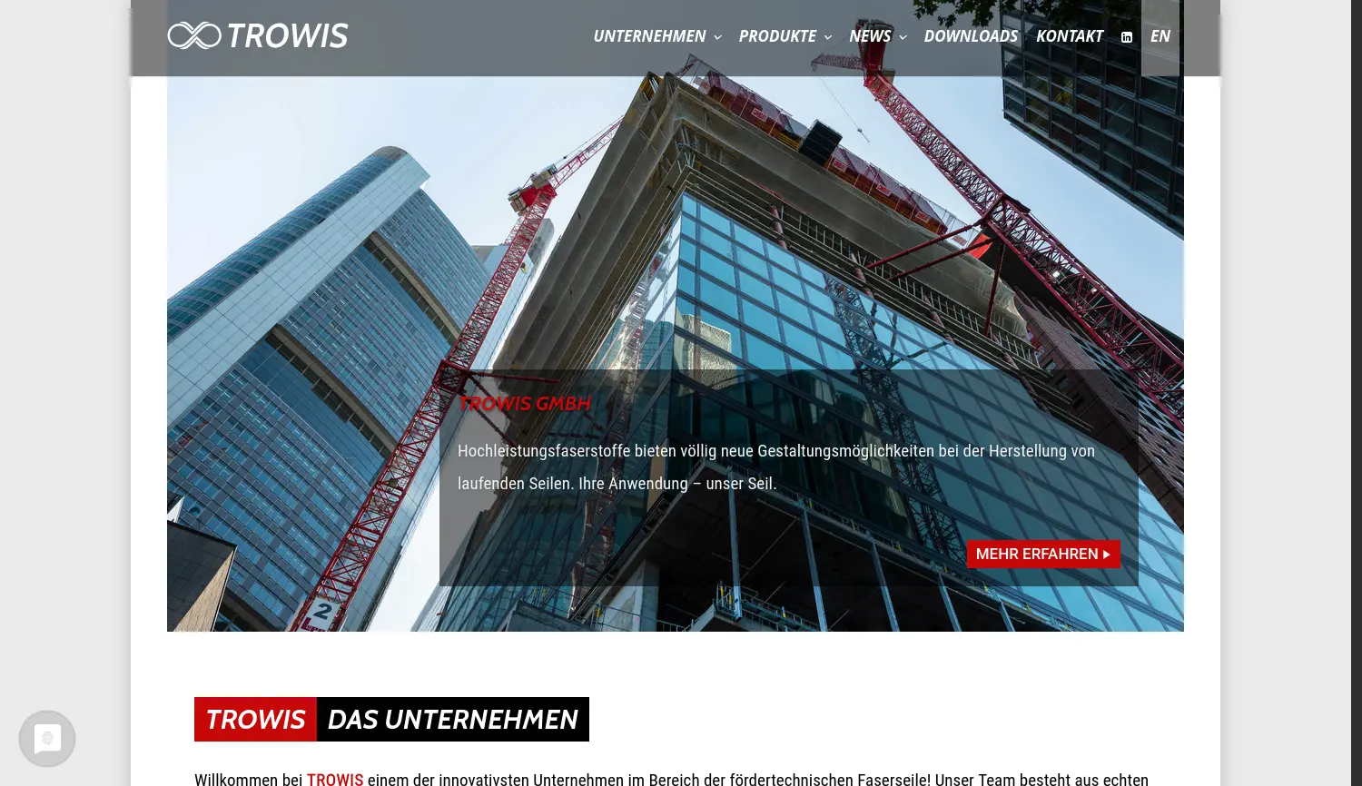 Website der Firma TROWIS GmbH