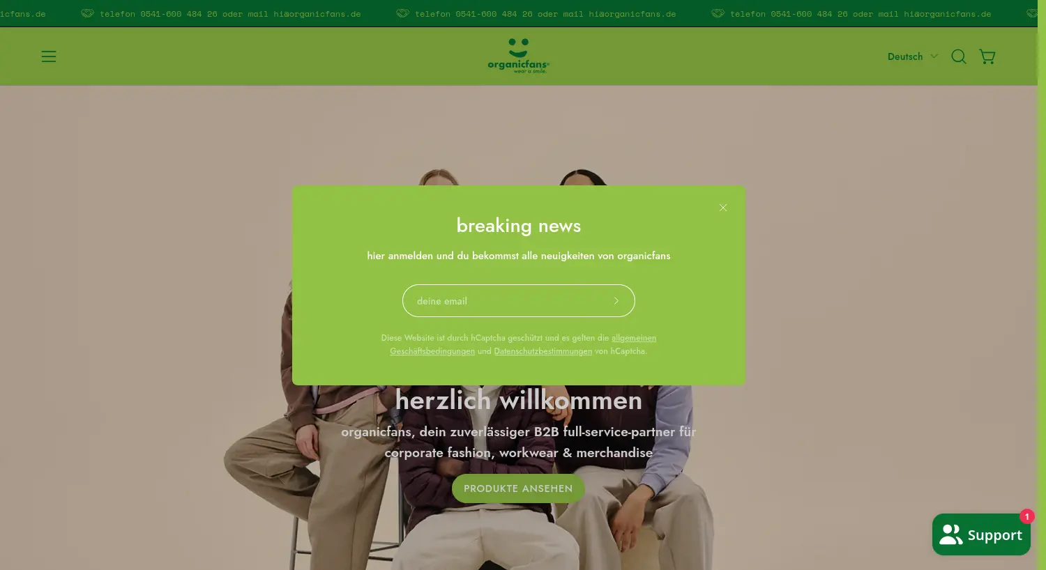 Website der Firma organicfans