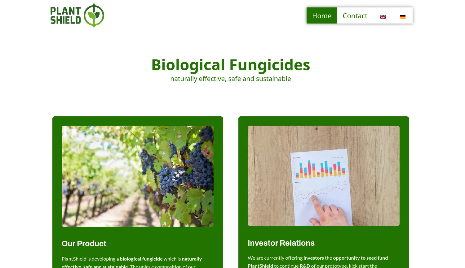 Website der Firma PlantShield eGbR