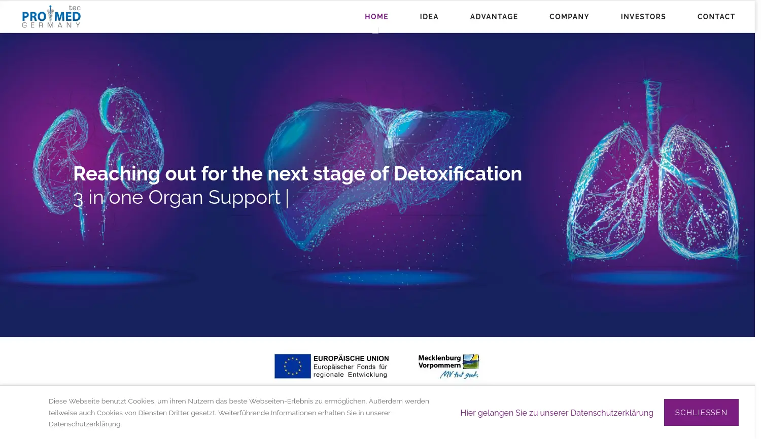 Website der Firma ProMedTec Germany GmbH