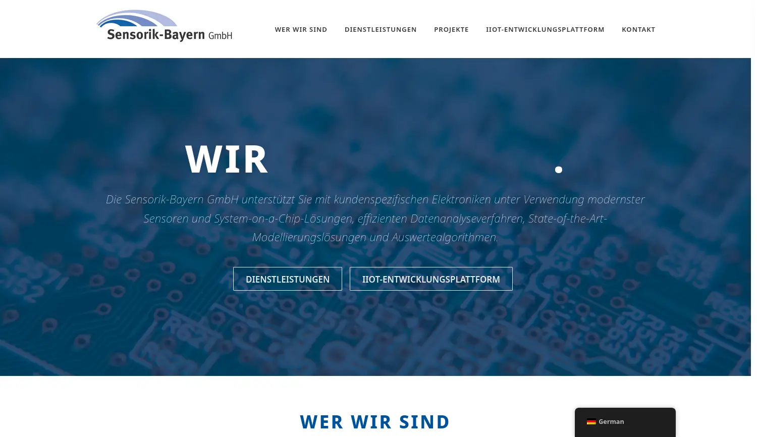 Website der Firma Sensorik-Bayern GmbH