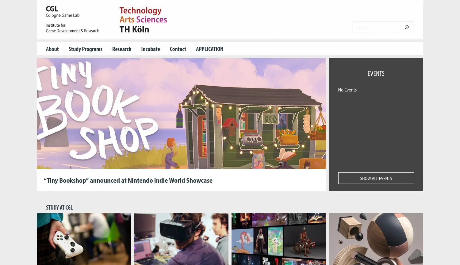 Website der Firma Cologne Game Lab, Institut der TH Köln