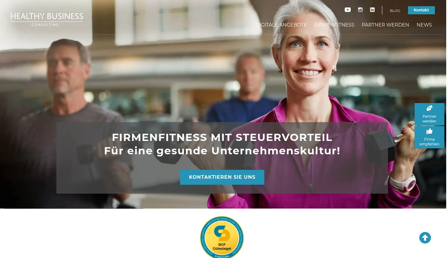 Website der Firma Healthy Business Consulting
