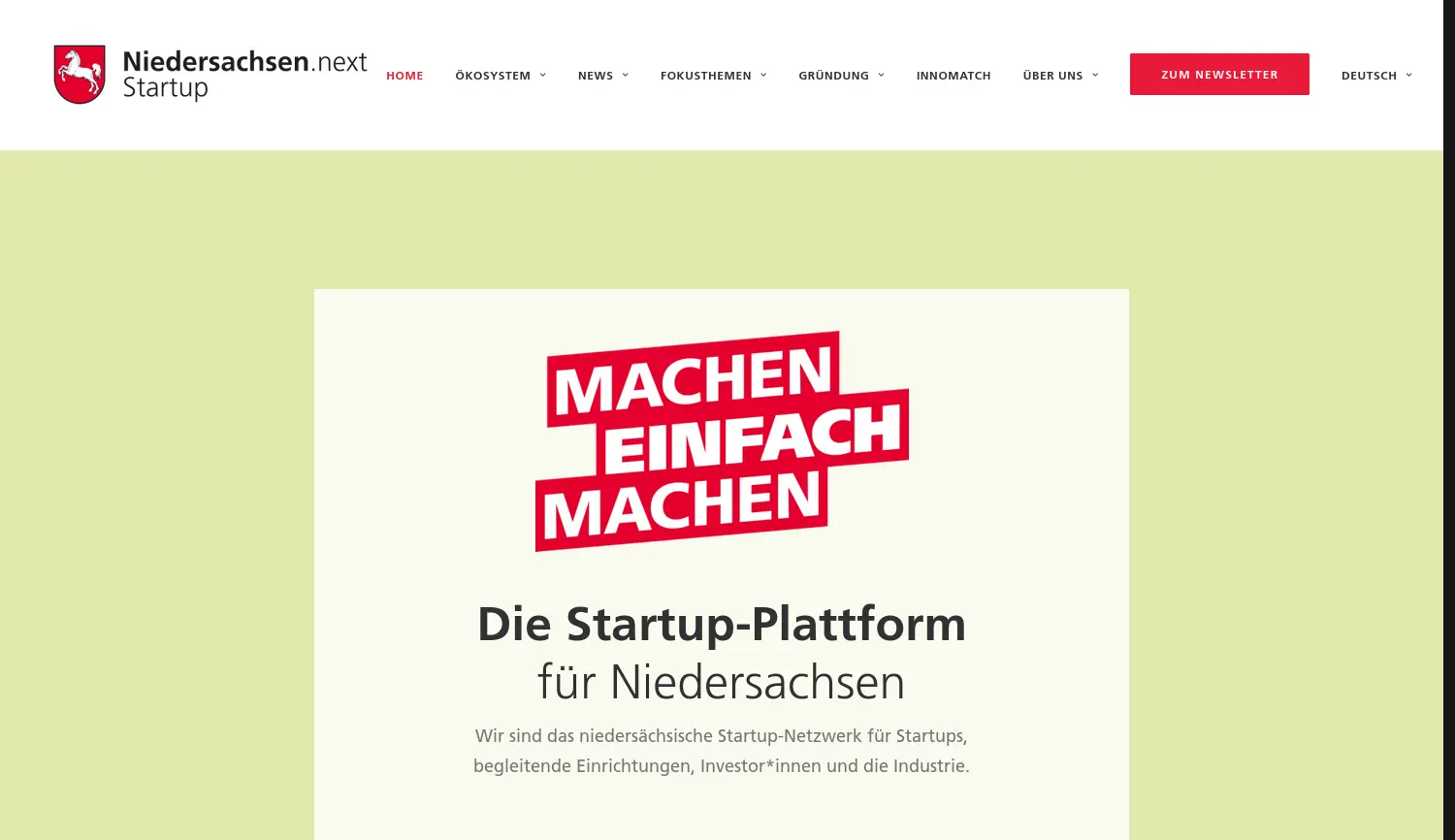 Website der Firma Niedersachsen.next GmbH