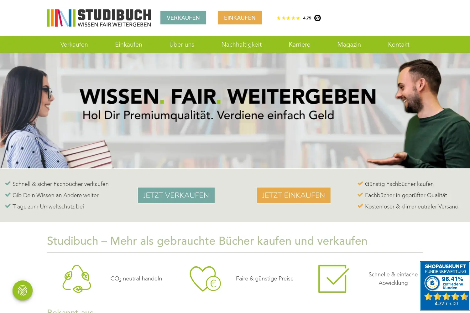 Website der Firma Studibuch GmbH