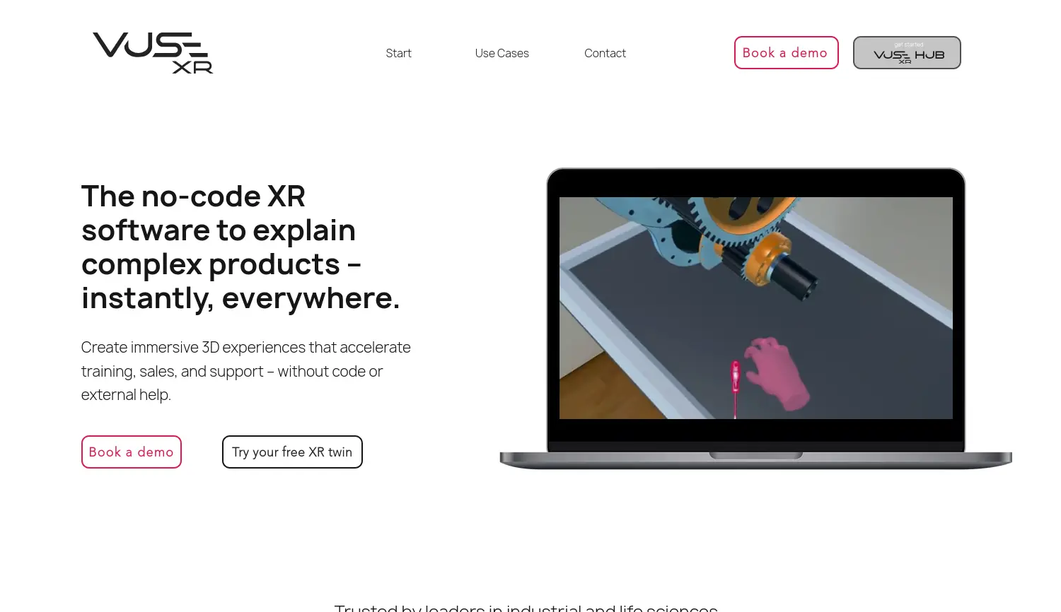 Website der Firma VUSE XR GmbH