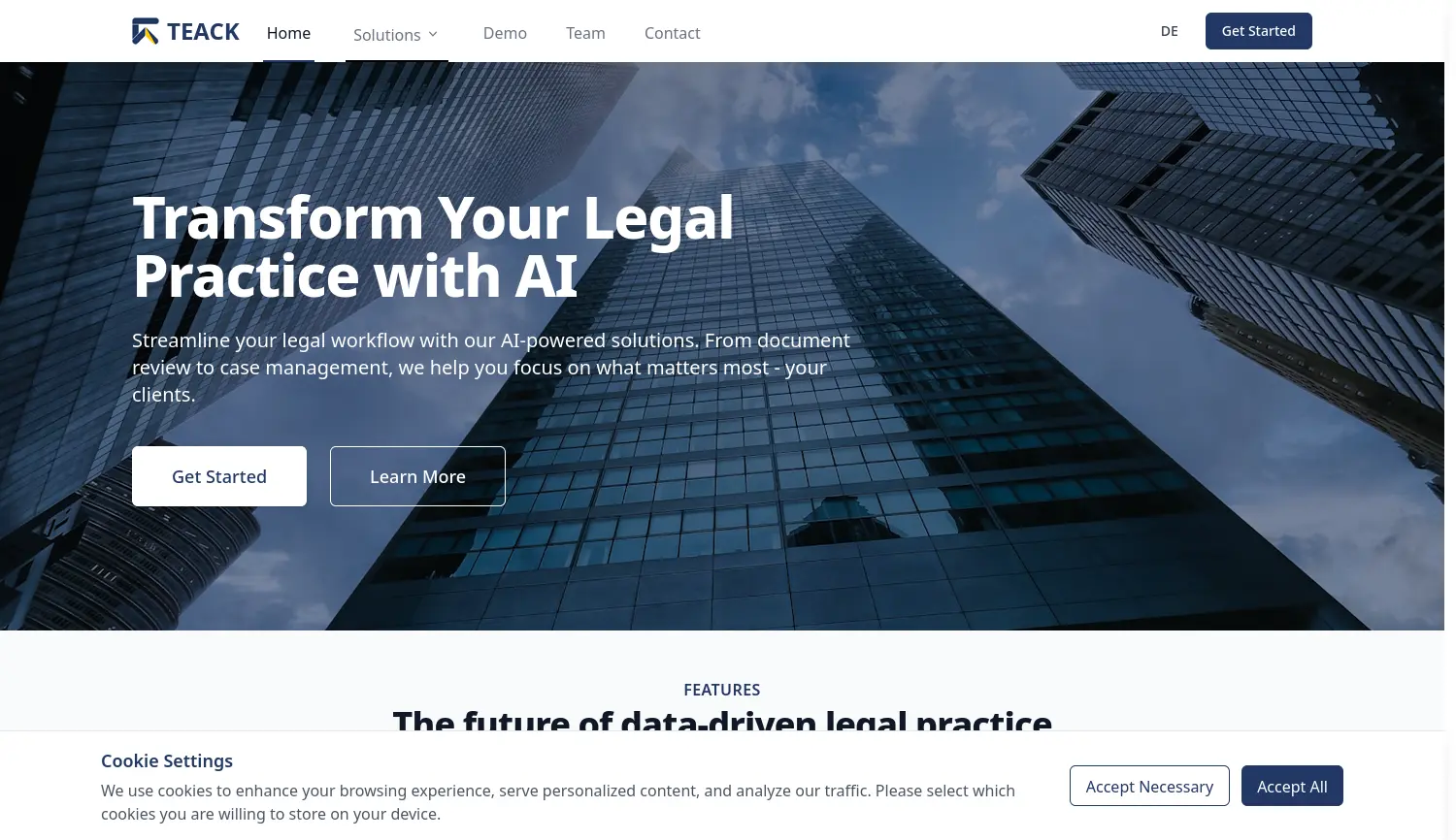 Website der Firma TEACK GmbH