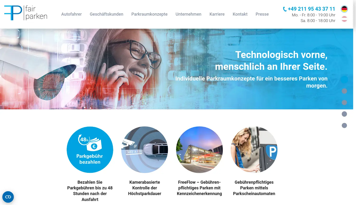 Website der Firma fair parken GmbH