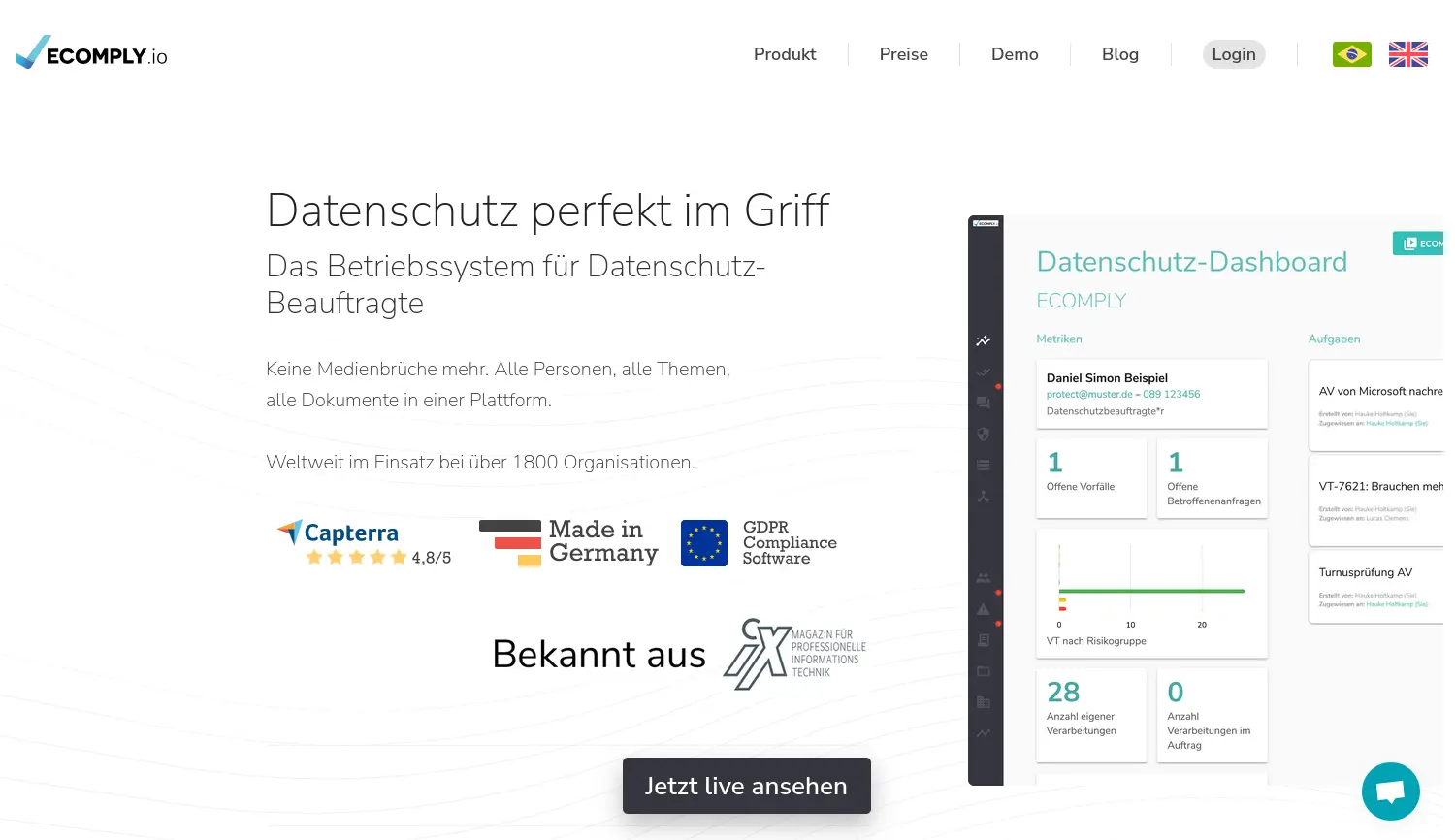 Website der Firma ECOMPLY GmbH
