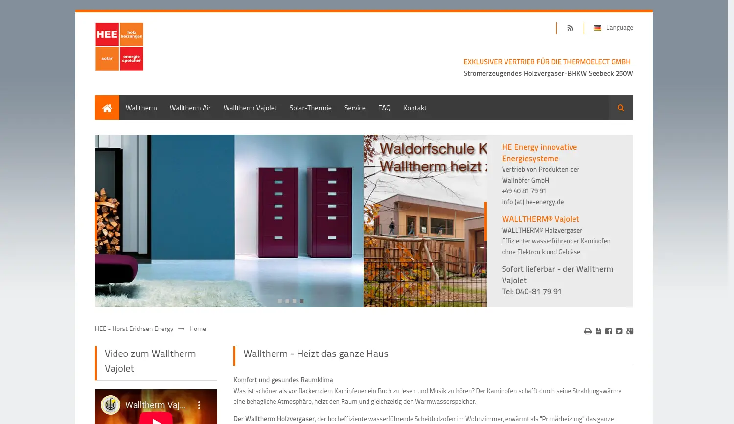 Website der Firma HEE – Horst Erichsen Energy