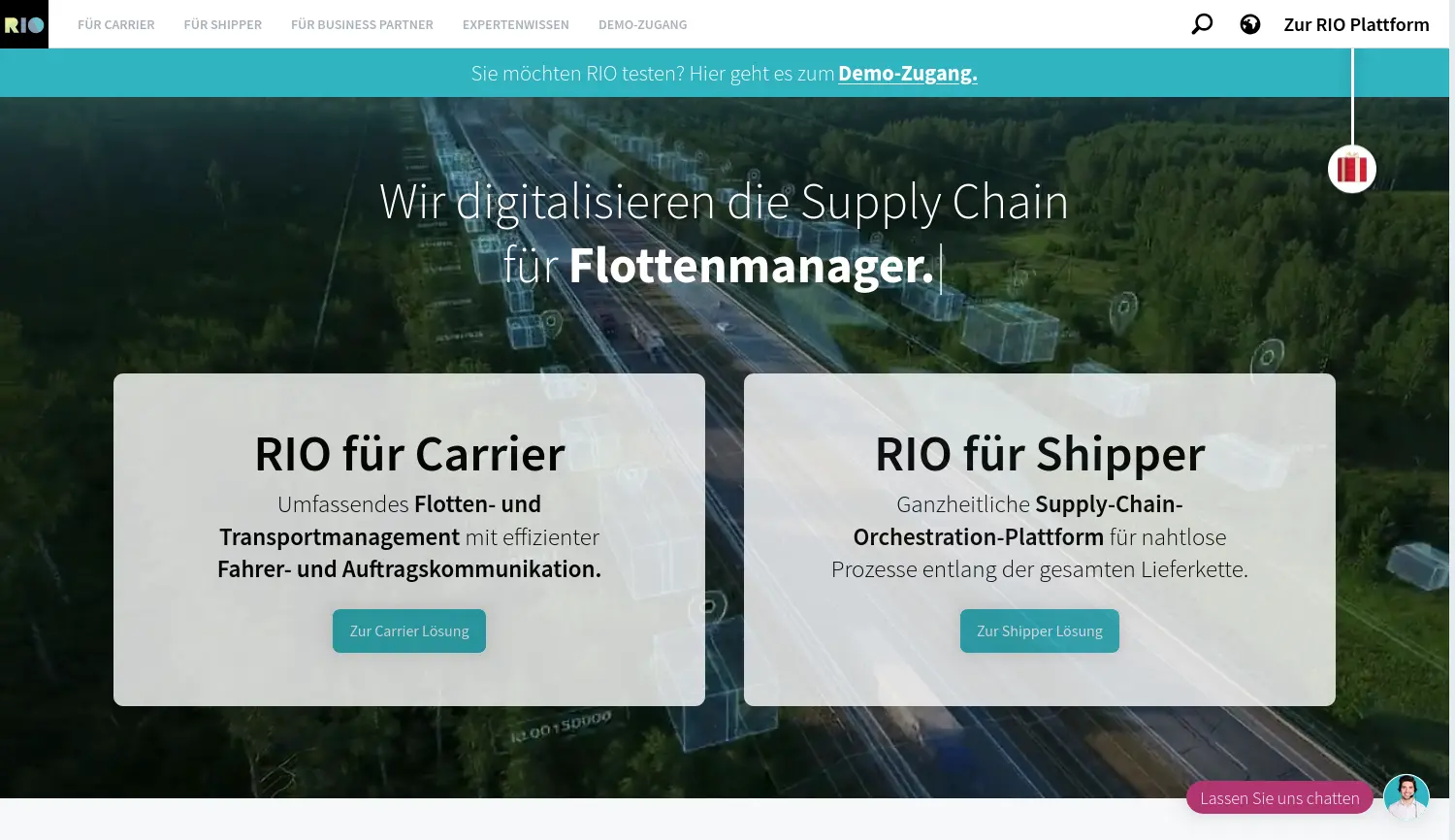 Website der Firma RIO