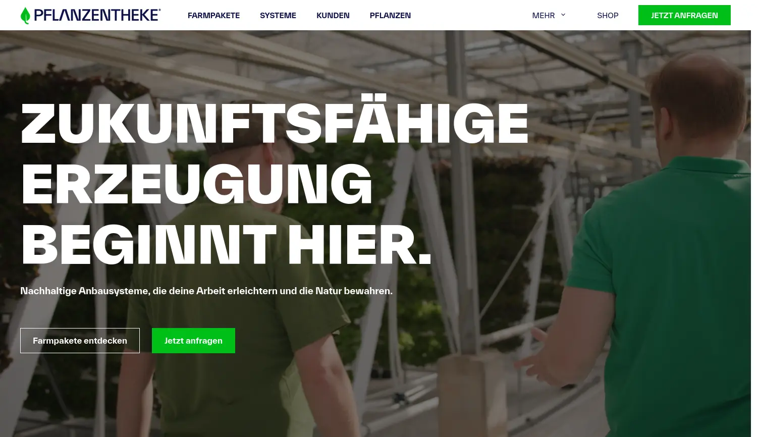 Website der Firma Pflanzentheke GmbH