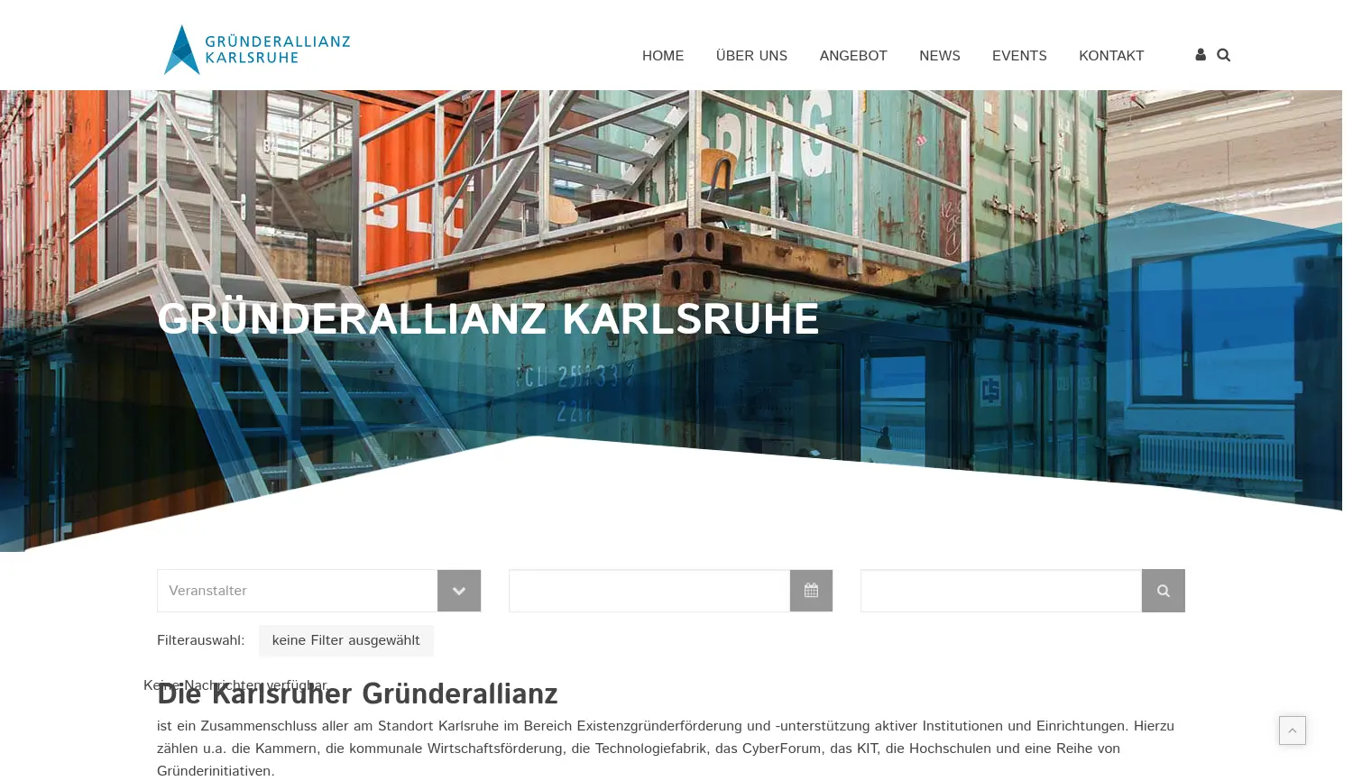 Website der Firma Karlsruher Gründerallianz