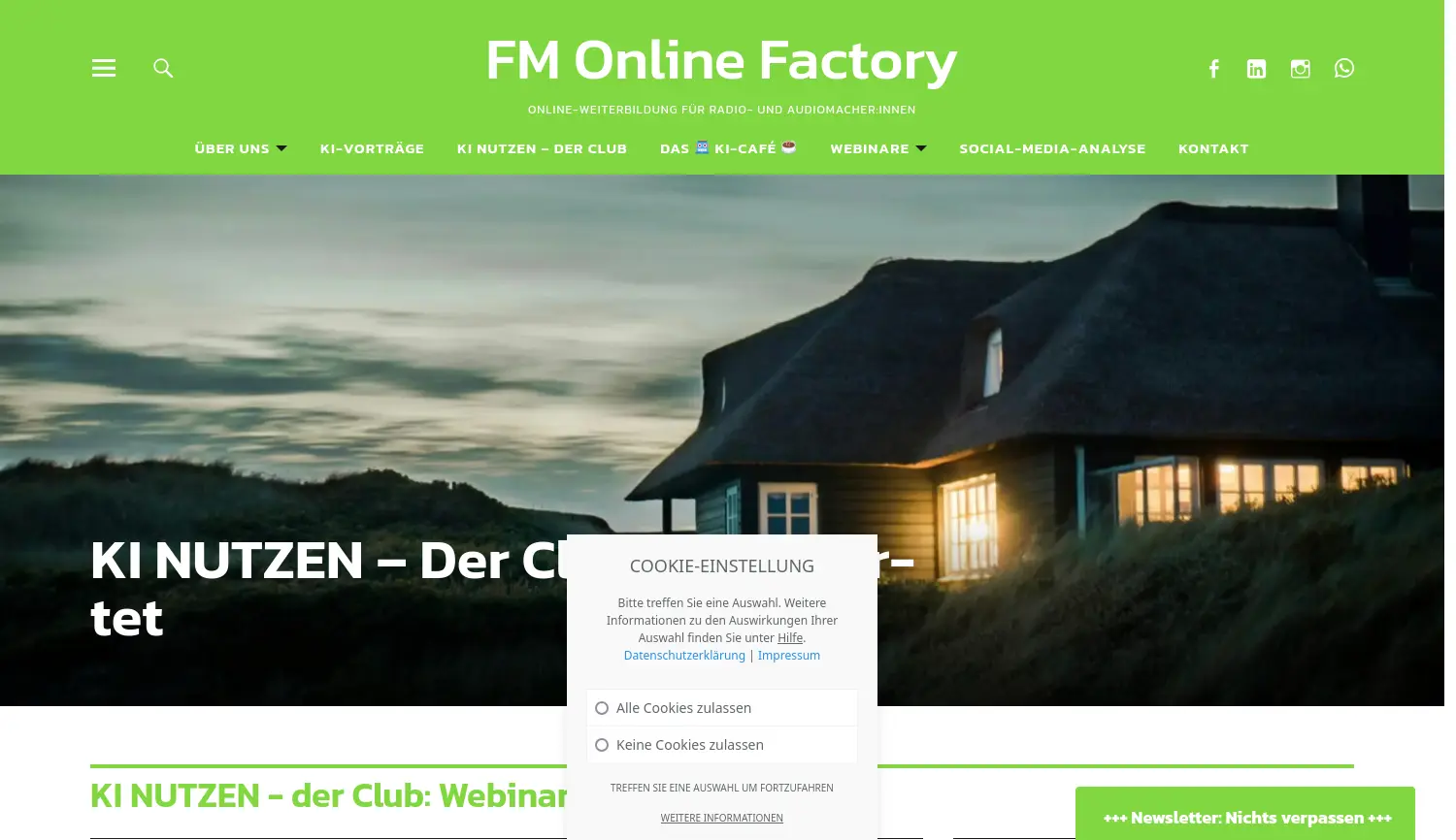 Website der Firma Michael Mennicken FM Online Factory