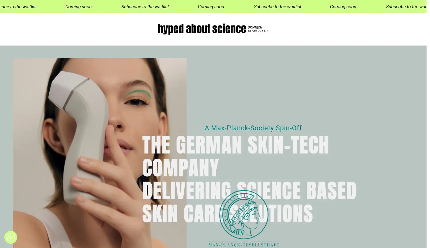 Website der Firma Hyped About Science