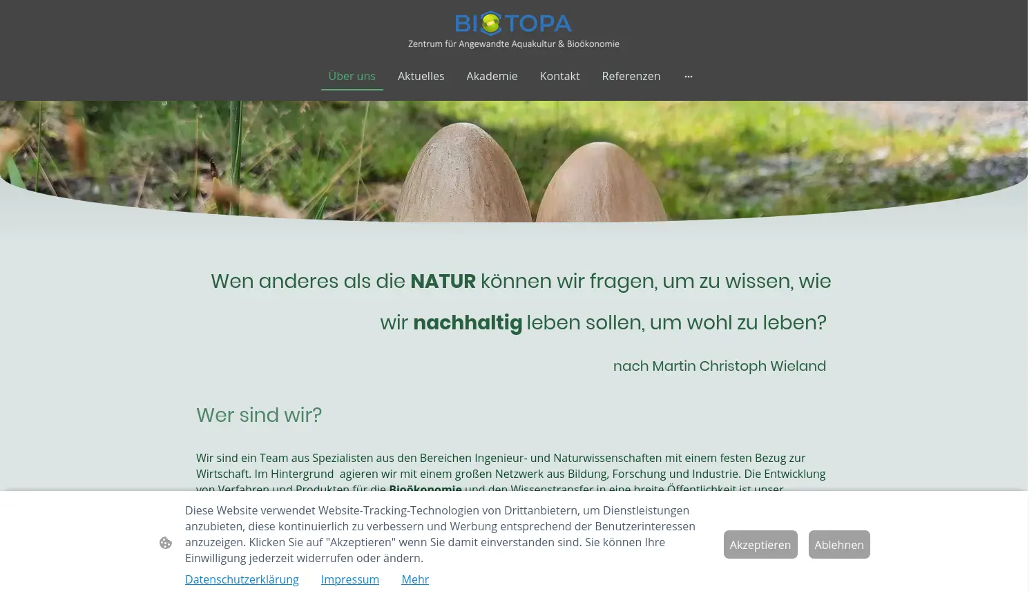 Website der Firma biotopa gGmbH