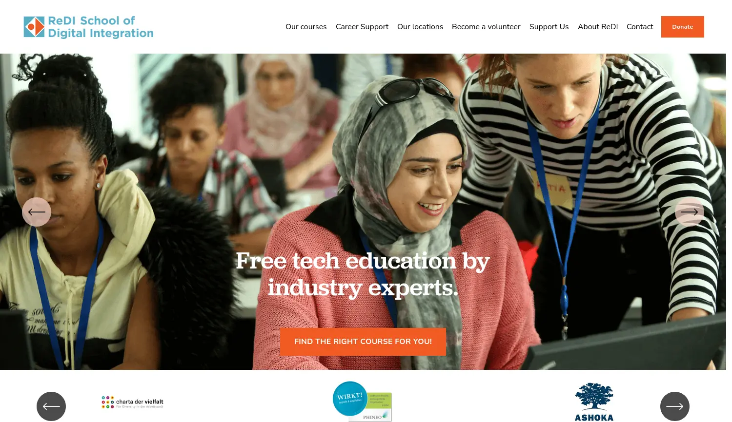 Website der Firma ReDI School of Digital Integration gGmbH