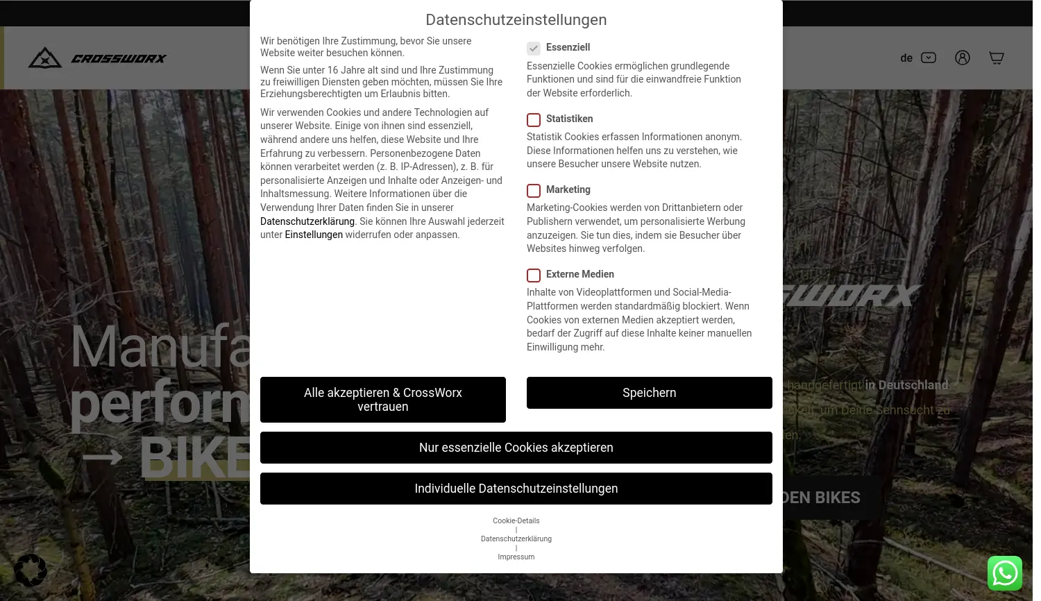 Website der Firma CrossWorxCycles GmbH