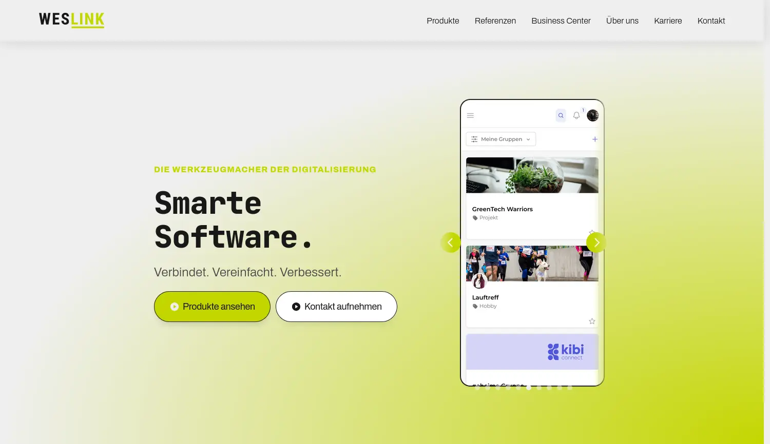 Website der Firma Weslink GmbH