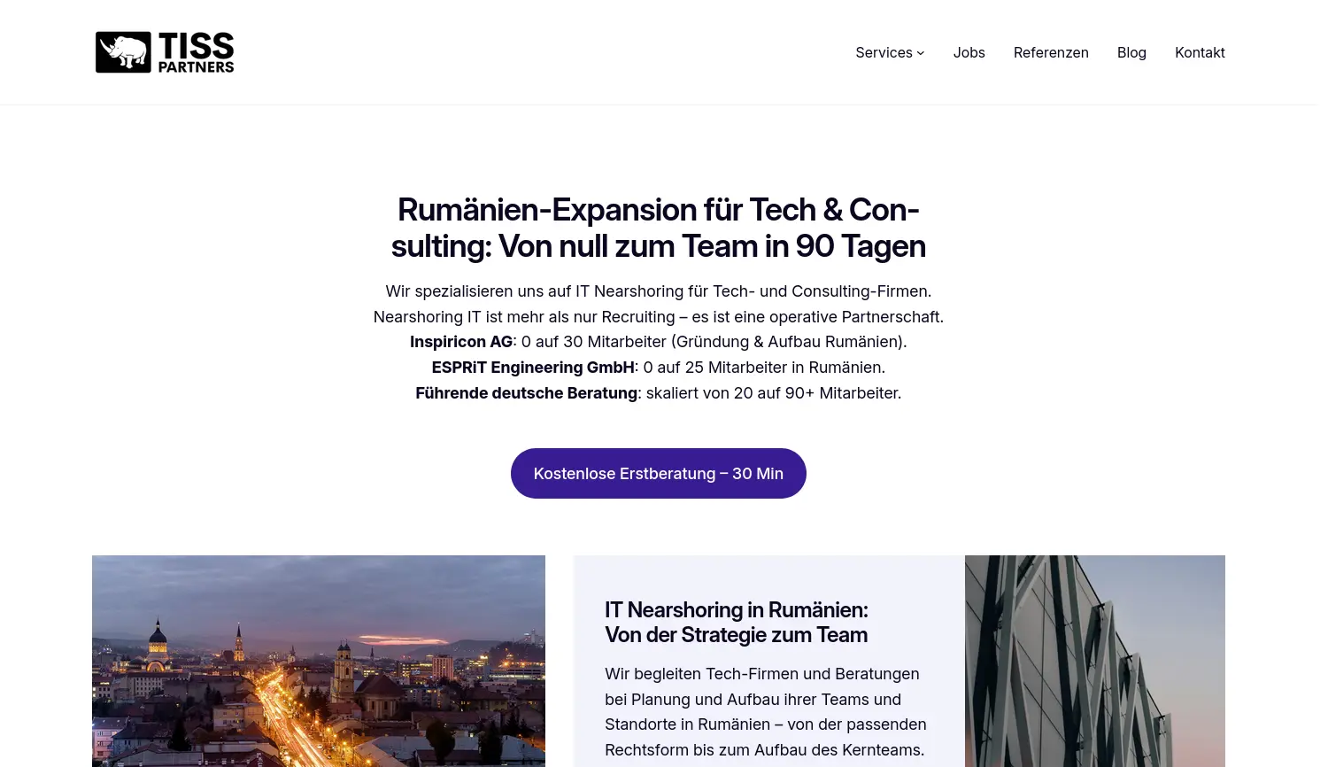 Website der Firma TISS Partners GmbH