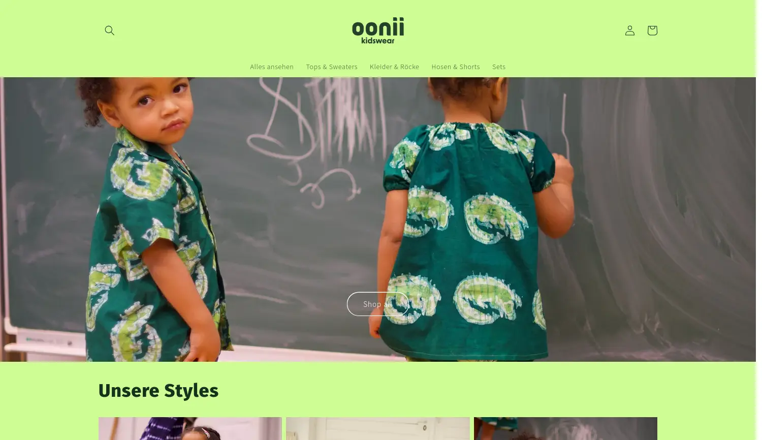 Website der Firma oonii kidswear