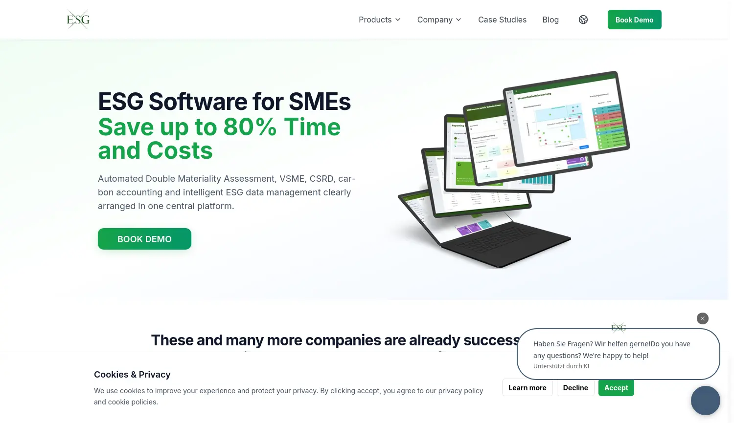 Website der Firma ESG-X GmbH