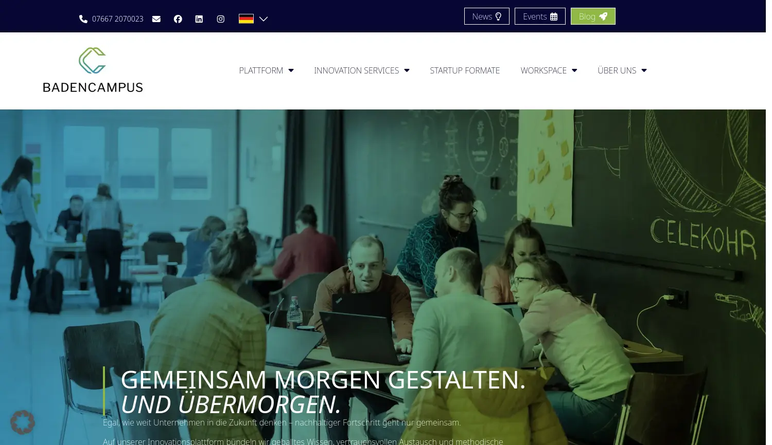 Website der Firma BadenCampus
